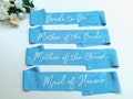 Bride to Be Sash - Hen Party Sash, Sash in Steel Blue - Mother of the Bride -Bachelorette Favors, Team Bride, Bridesmaid sash product logo
