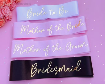 Bride to Be Sash| Hen Party Sash | Sash for Bride - Gold Foil | Mother of the Bride sash | Bachelorette Favors | Team Bride, Bridesmaid sash