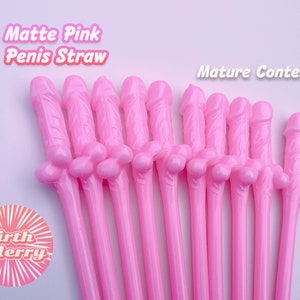 10 Clear Pink Drinking Pecker Penis Straws Cocktail Straw
