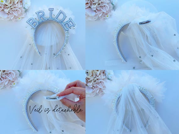 Hen Party Decorations Bride Pearl Headband | White Headpiece  display picture 3
