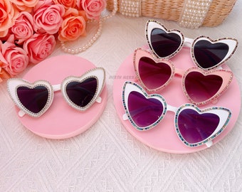 Hens Party Heart Sunglasses, Rhinestone Heart Sunglasses, Bride Bridesmaid Gift + Bridal Shower Supplies, Bachelorette Party Decoration