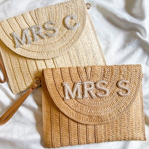 Personalised straw clutch bag new arrivals