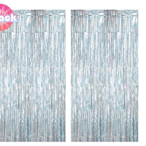Holographic Silver Fringe Foil Curtain | Iridescent Backdrop, Bridal Shower Backdrop, Wedding, Hen Party, Birthday Photo Booth, Last Disco