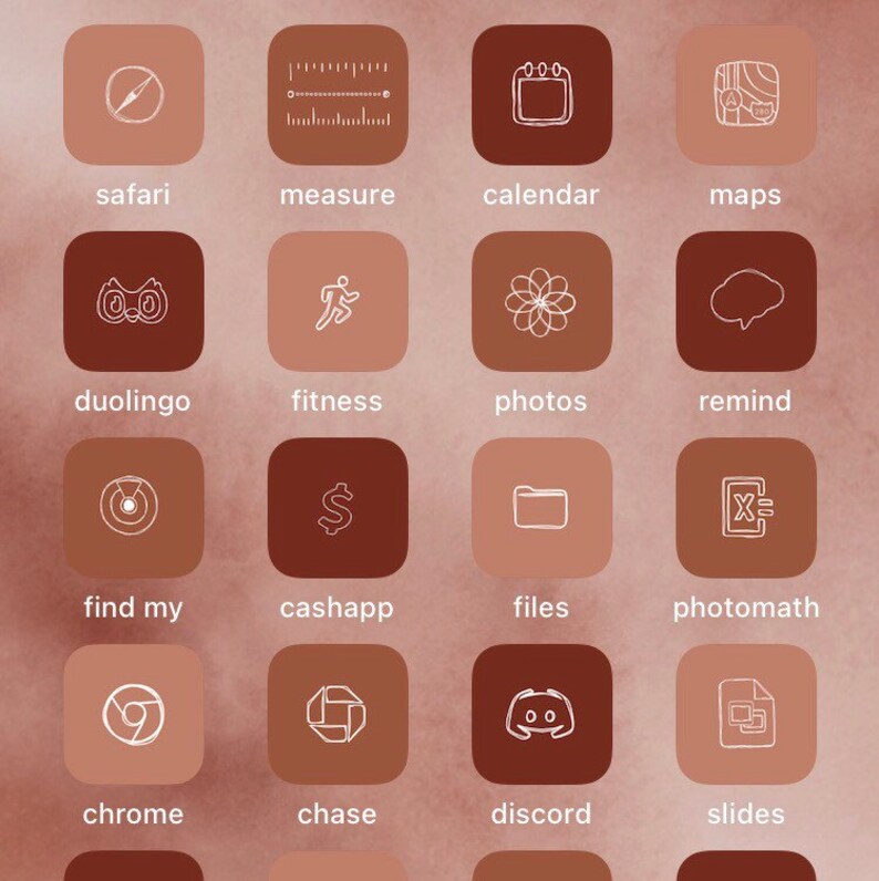 Fall Aesthetic iPhone App Icons iOS 14 32 App Icon Bundle