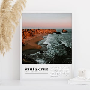 Santa Cruz Print, Santa Cruz Wall Art, Santa Cruz Art, Santa Cruz Travel Print, Santa Cruz, Santa Cruz Art Print, California Travel