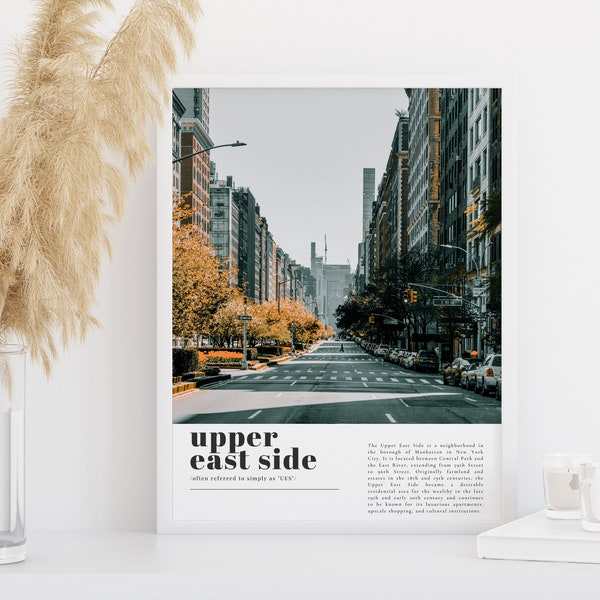 Upper East Side Travel Print Wall Art, Upper East Side Wall Hanging Home Décor, Upper East Side Travel Print Poster Gift, Upper East Side