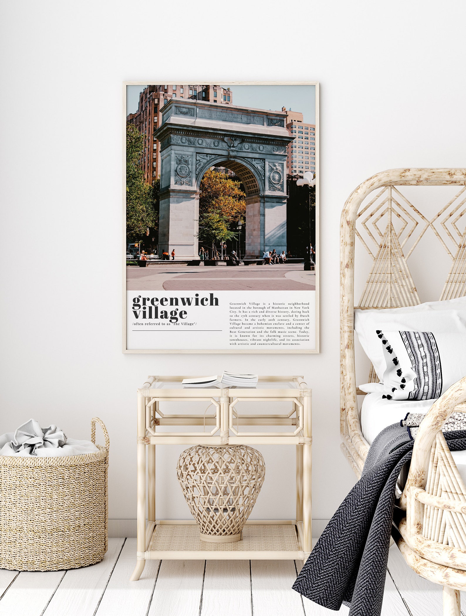 Greenwich Village Travel Print Wall Art, Greenwich Village Wall Hanging