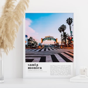 Santa Monica Travel Print, Santa Monica Wall Art, Santa Monica Art, Santa Monica Photo, Santa Monica Poster, Santa Monica Decor, California
