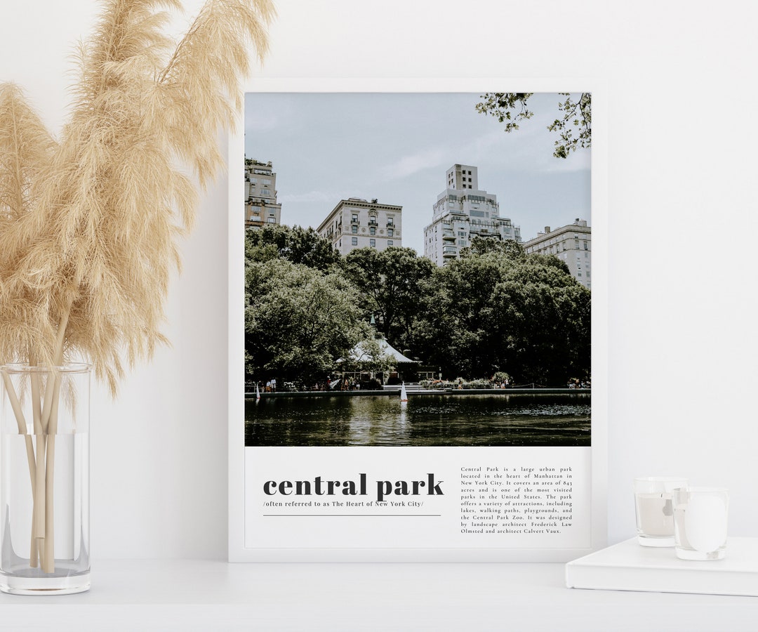 Central Park Travel Print Wall Art, Central Park Wall Hanging Home Décor, Central Park Travel