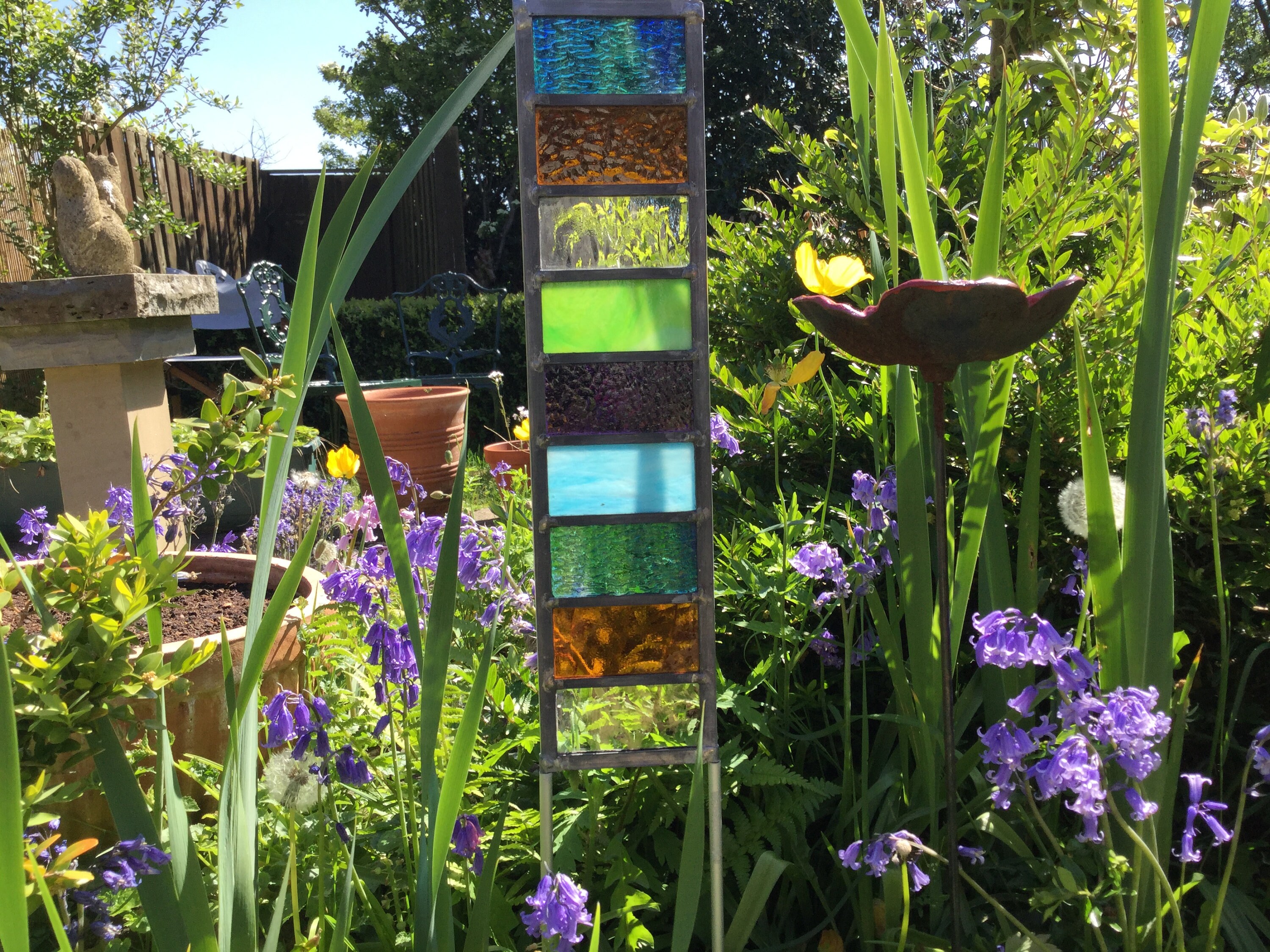 Stained Glass Garden Sculpture Etsy UK