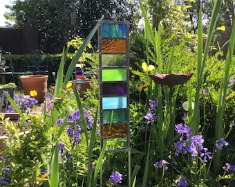 Stained glass garden sculpture