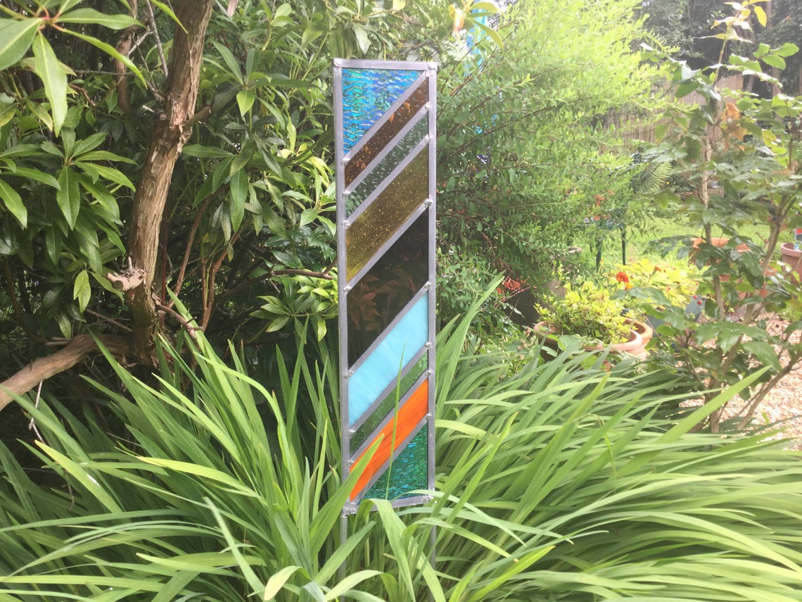 Stained Glass Garden Sculpture Etsy UK