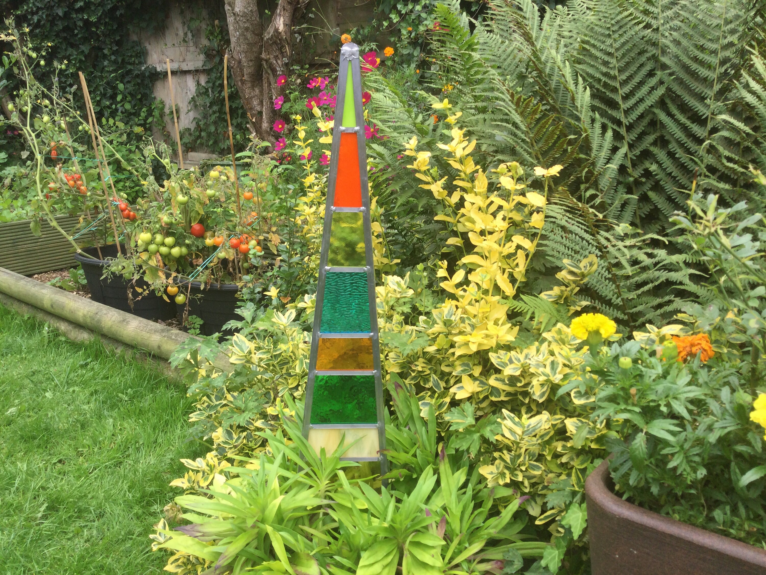 Stained Glass Garden Sculpture Etsy UK