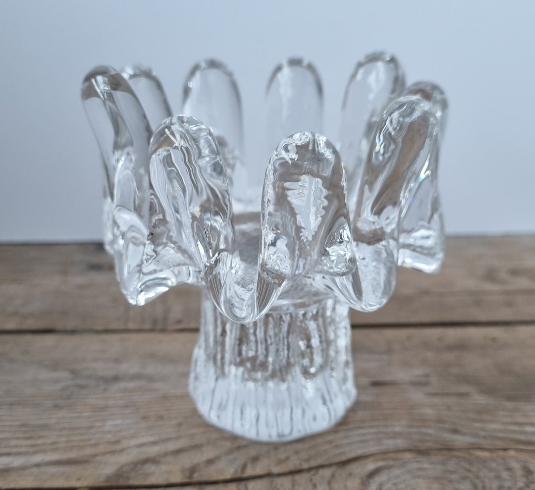 Vintage Kosta Boda Glass Candle Holder Mid Century Glass Candle Holder