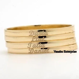 Spring Sale, Custom Engraved Gold Plated Silver Stacking Band, Dainty Stacking Engraved Message Ring,Minimalist Personalized Message Ring