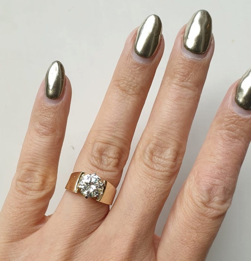 Spring Sale, Solitaire Ring, Round Cut Moissanite Engagement Ring, Diamond Wedding Ring, Thick Band Ring, Anniversary Gift, 14k Gold Ring