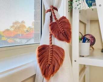 Handmade Macrame Curtain Tiebacks: Boho Feather Accents