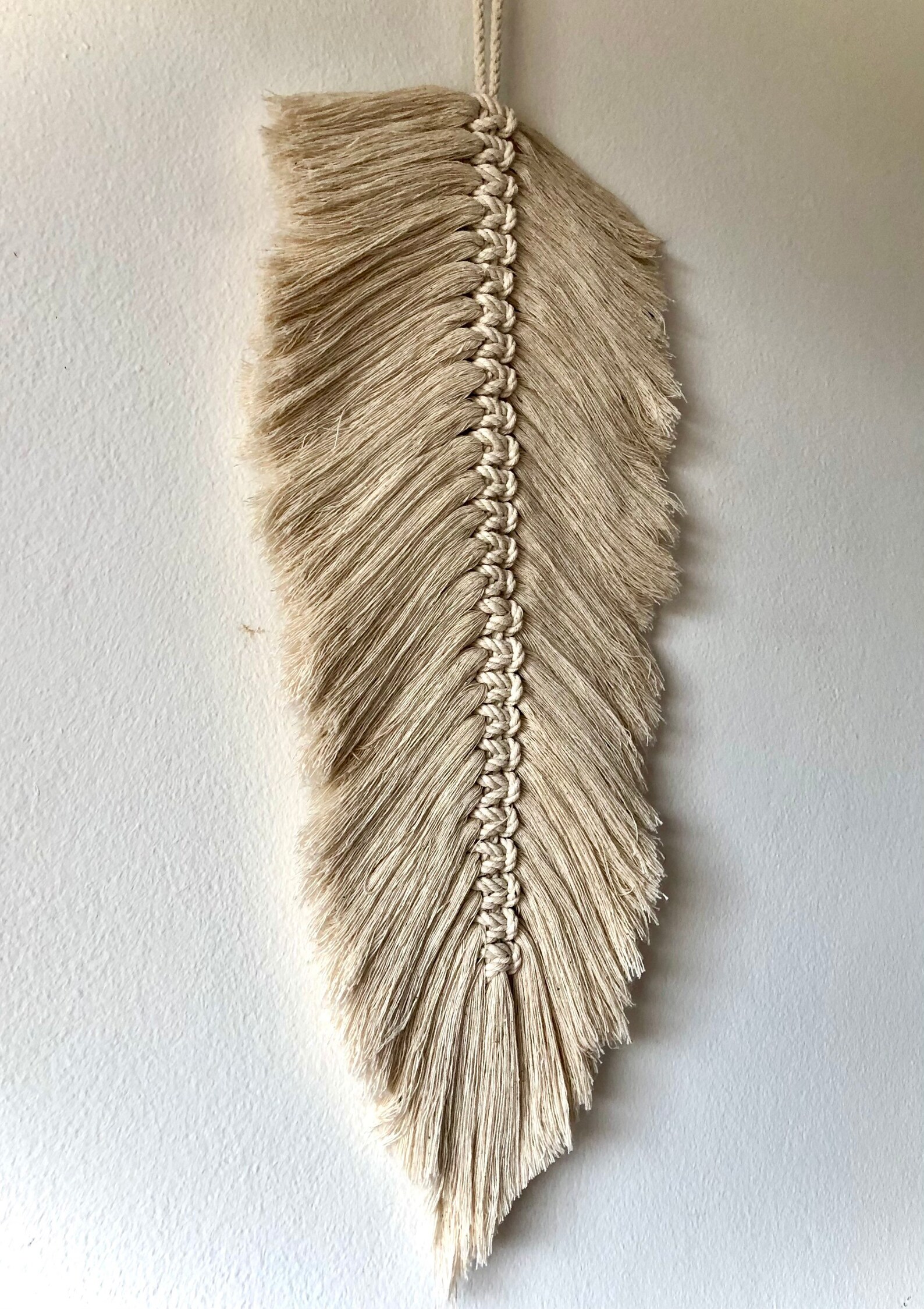 Macrame Feather Single Macrame Feather Long Wall Hanging Etsy