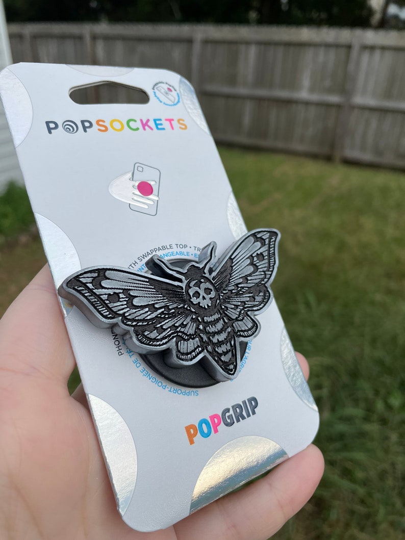 Death Moth  Pop Socket™, Phone Grip, Name Brand Pop Grip, Pop Socket,phone stand, tablet stand, witchy, Goth, horror 