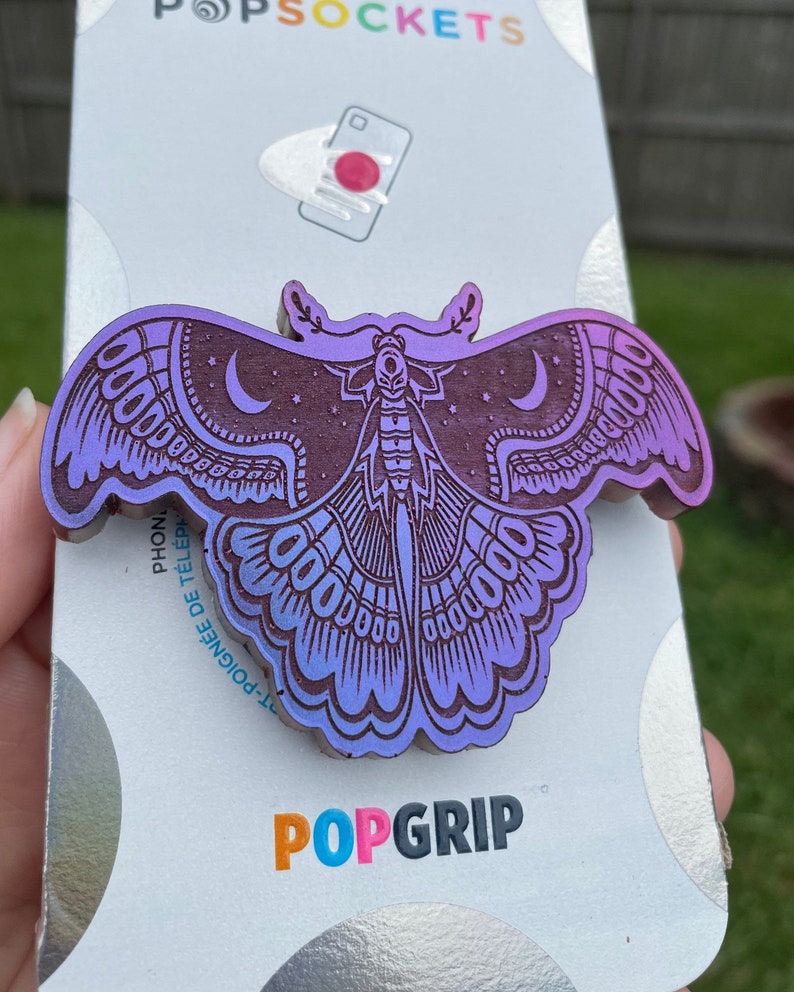 Celestial Moth  Pop Socket™, Phone Grip, Name Brand Pop Grip, Pop Socket,phone stand, tablet stand, witchy, Goth, horror 