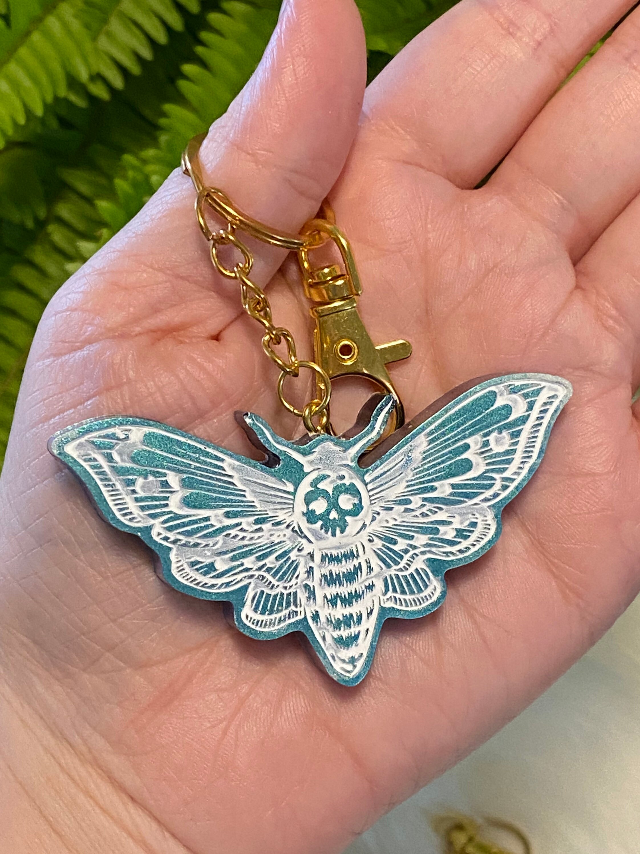 Death Moth Keychain Chameleon Mica Dusted Custom Keychains Etsy UK
