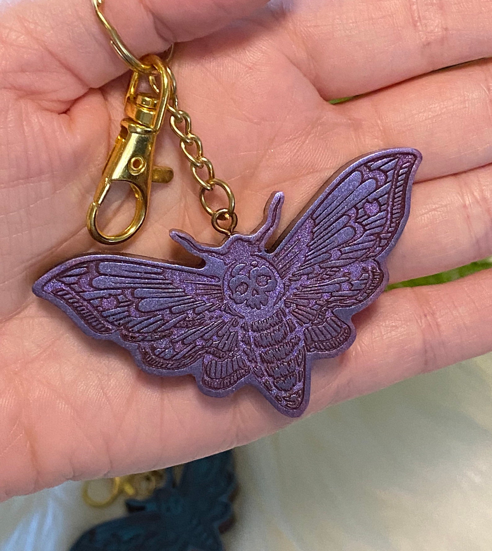 Death Moth Keychain Chameleon Mica Dusted Custom Keychains Etsy