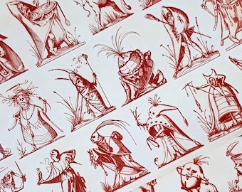 Hoja de pegatinas de vinilo impermeable para planificador de los Críptidos Antiguos - Pegatinas para diario, scrapbooking, bujo - Monstruos raros, extraños y raros de Halloween