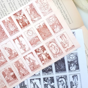 Tarot Card Planner Sticker Sheet Vinyl Inkjet- Vintage Style Retro Aesthetic Bullet Journal Scrapbooking- Halloween Occult Mystic Cards