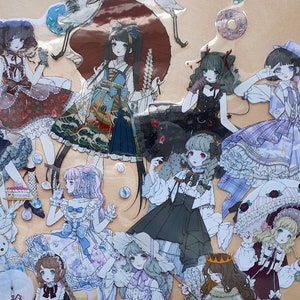 Sugar Sweetheart Clear Die Cut Stickers - Hand Cut Deco Journaling Scrapbooking Scrapbook Anime Manga Style Artwork Lolita Fashion Kawaii