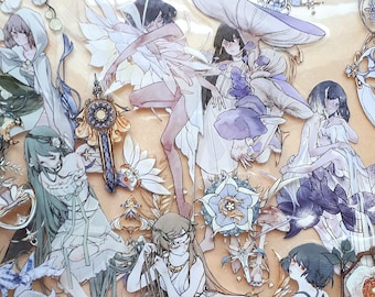 Antique Flora Diecut Stickers - Fairies Pixies Spirits Magic Mushroom Flower Plants Surreal Dark Gothic Anime Girls- Deco Journal Scrapbook