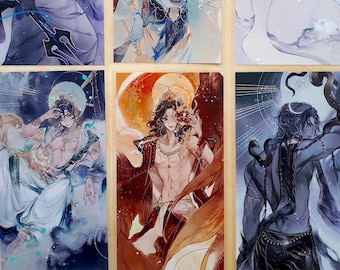 Valley of the Gods Crystal Die Cut Stickers - Rainbowfoil Decal - Journal Scrapbook Anime Style Fairies Immortal Mythical Fantasy Heroes Men