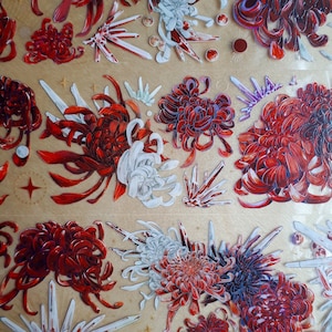 Underworld Flower Crystal Sticker Tape - Rainbowfoil Art Journal Scrapbook - Equinox Corpse Red Spider Lily Floral Weirdcore Occult Crystal