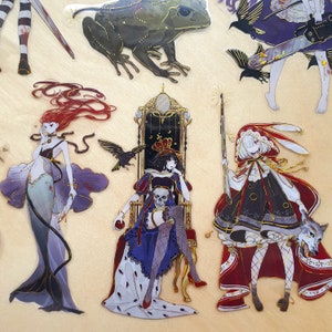 Gedraaide sprookjes uitgestanste stickers - raar surrealistisch donker gotisch Halloween Disney anime meisjes - decoratie dagboek plakboek Sneeuwwitje kleine zeemeermin