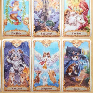 Pluizige Tarot Washi uitgestanste stickers - schattige dieren konijn tijger kat beer egel rode panda eekhoorn vos wolf hond kaart dagboek plakboekkunst