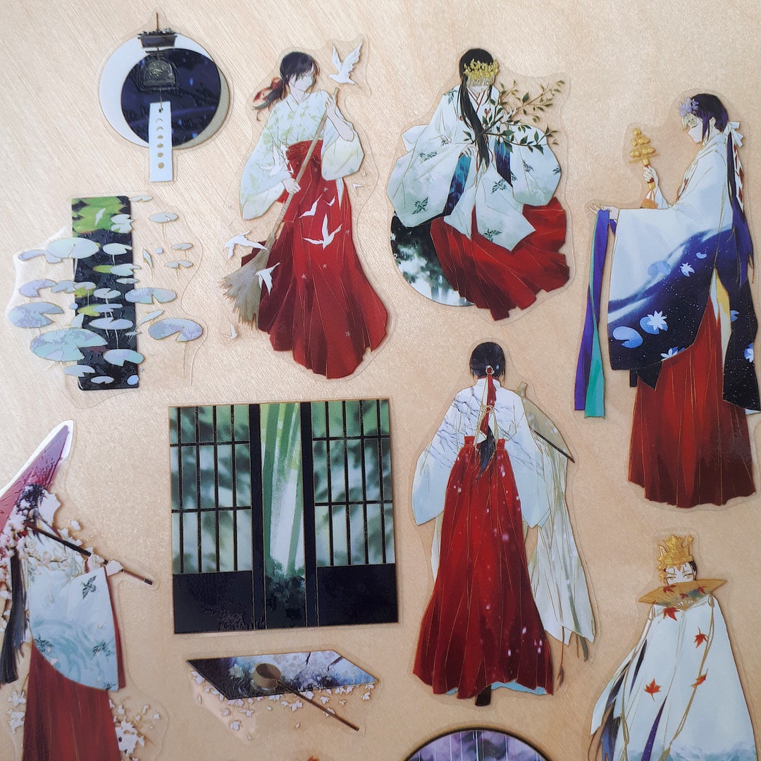 Shinto Priestess Diecut Stickers Decal Scrapbook Bullet Journal Anime ...
