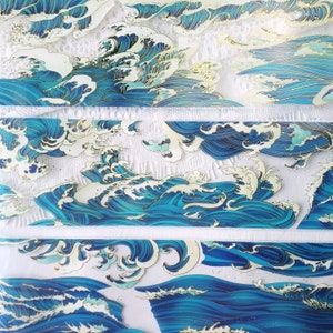Golden Seas Crystal Sticker Tape - Clear Metallic Gold Foil Art Journal Scrapbook - Ocean Water Waves Mountains Hills Landscape Nature Scene