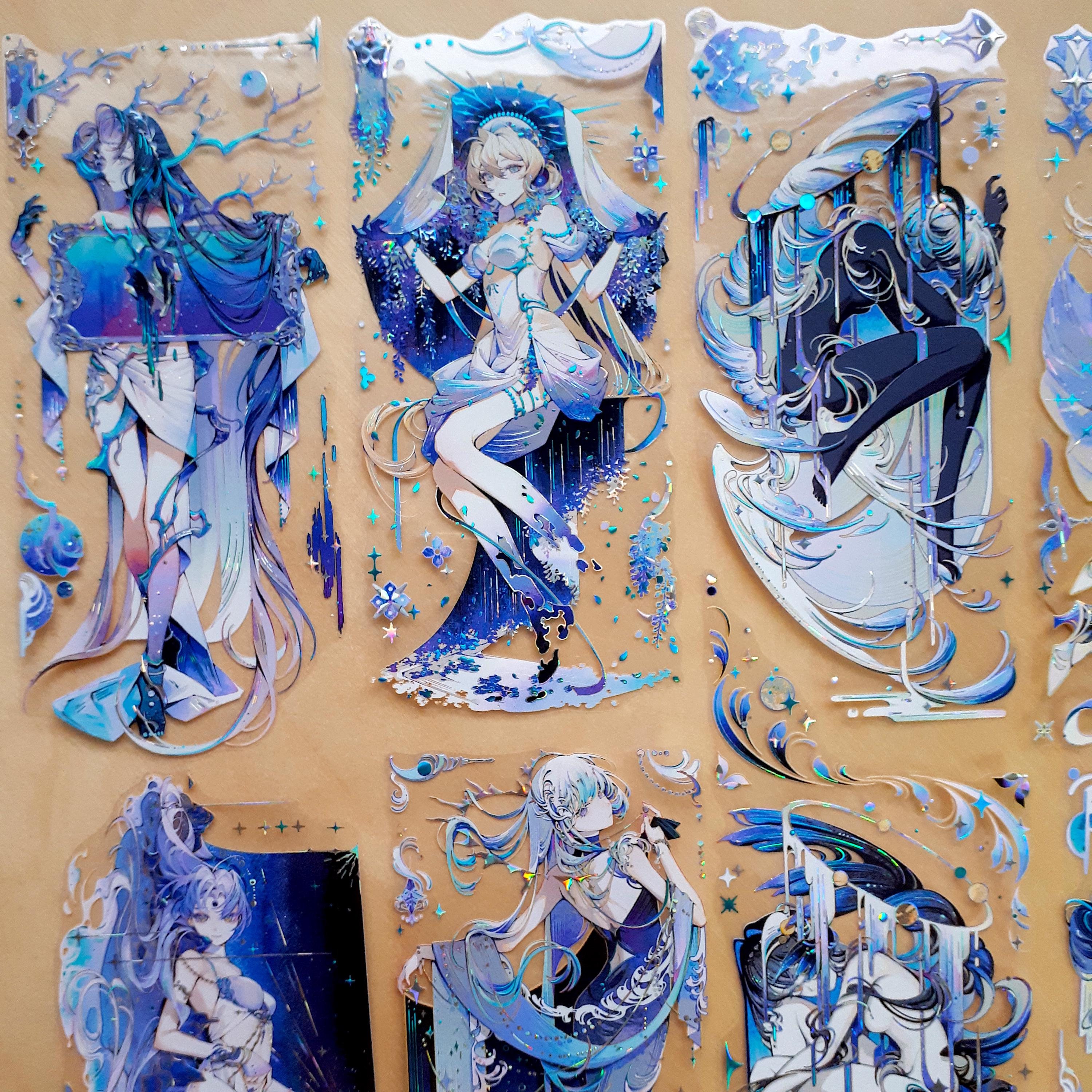 Razzle-Dazzle Diva Crystal Die-Cut Stickers - Scrapbook Journal DIY- Weirdcore Solarpunk Nature Futuristic Theme Fairy Goddess Anime Girl
