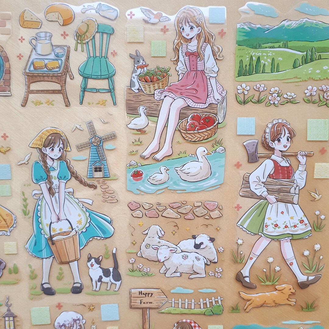 Summer Holiday Diecut Stickers Anime Girls Women Mountain Village ...