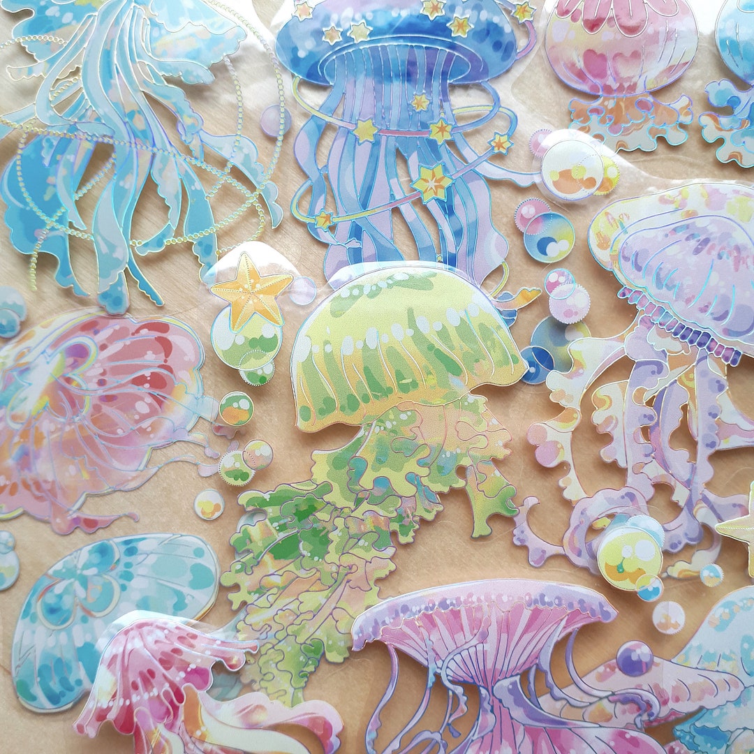 Jolly Jellyfish Crystal Die-cut Stickers -sea Creatures Ocean Starfish ...