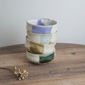Set of 4 Handmade Stoneware Ceramic Bowls