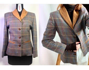 Veste femme vintage avec épaulettes, veste à col châle pour femmes, IT40 /US 4/ UK8/ F36, Made in Italy