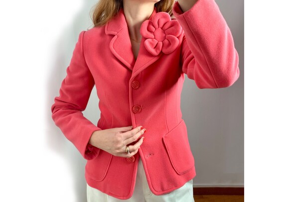 Lovely Vintage Moschino Pink Women's Wool Jacket, Wool Jacket, Winter Jacket, Pink Jacket,Size IT42/US6/UK10/FR38, Made in Italy