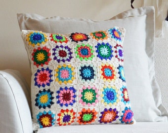 Bunte Oma Quadrat dekorative Häkelkissen Kissenbezug Patchwork