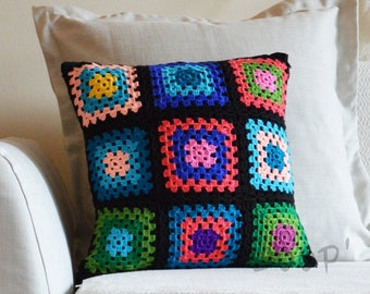 Bunte Oma Quadrat Dekorative Häkelkissen Kissenbezug Patchwork
