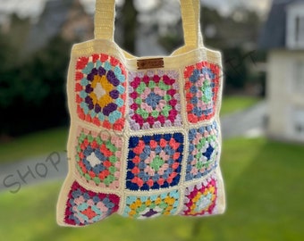 Granny Square Crochet Hobo Bag: Colorful Boho Tote