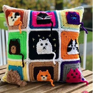 Cat Pillowcase Crochet Cushion Cover Home Decor Accessory Gift For Her Gift For Mom