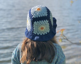 Handmade Crochet Bucket Hat: Cotton Acrylic Knitted Hippie Festival Hat