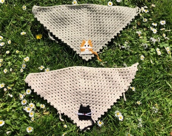 Crochet Cat Bandana: Retro Cotton Hair Scarf