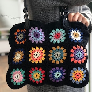 Granny Square Crochet Bag, Tote Bag, Shoulder Bag, Crochet Purse, Colorful Boho Bag, Gift For Her