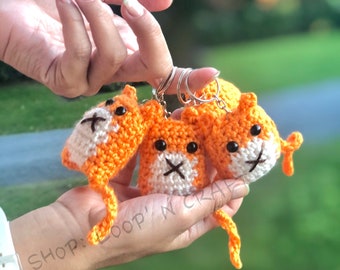 Cat Plush Handmade Crochet Amigurumi Keychain Backpack Bag Accessory